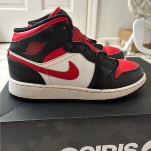 Kids Nike Air Jordan Retro High Bred in Red, Black, and White